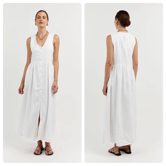 DISSH Bonnie Oversized Shirt Dress White Linen Size US 10 NWT - Picture 1 of 8